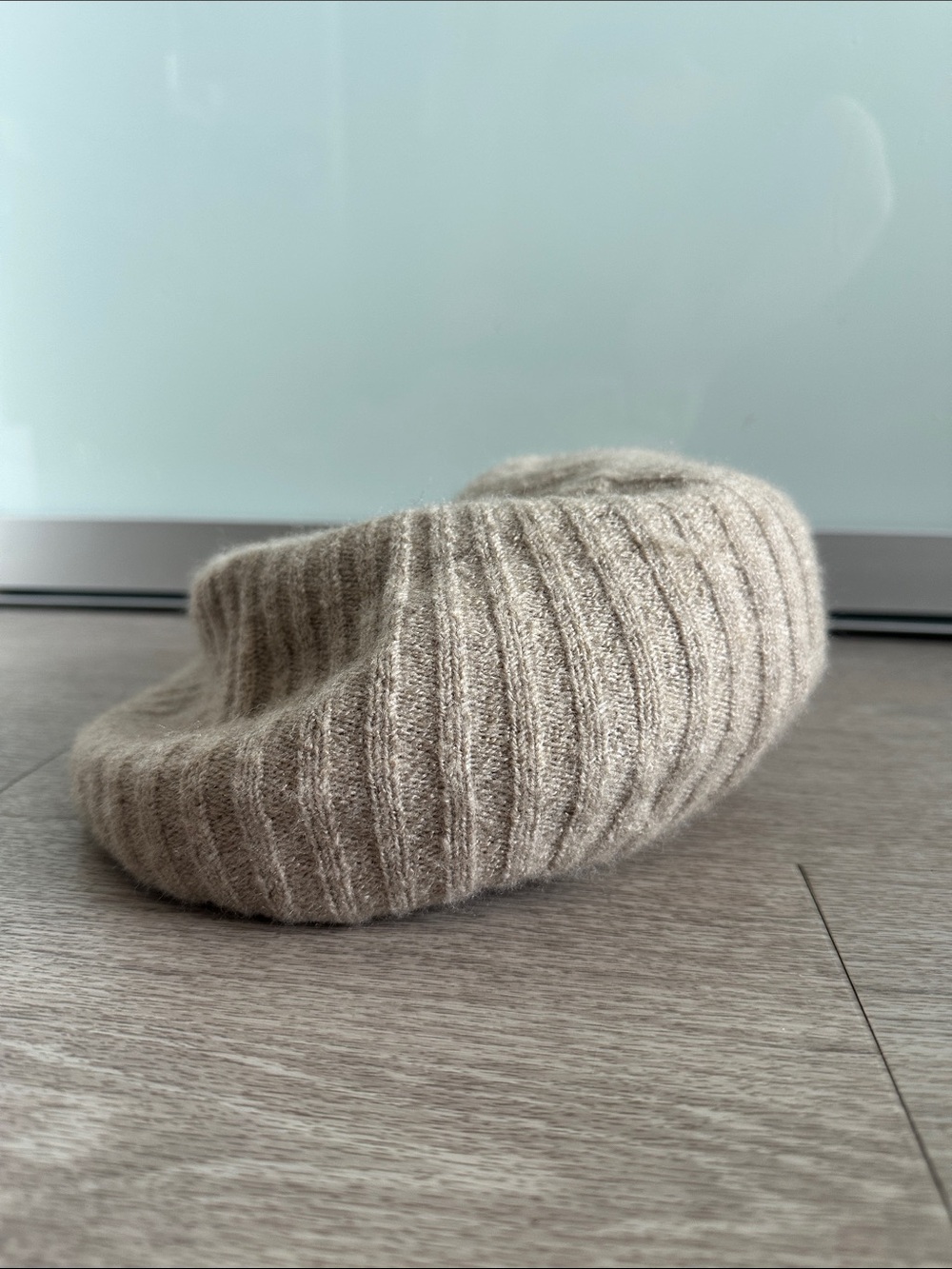 Anthropologie Knit Beret - Beige Ribbed Hat. Preowned